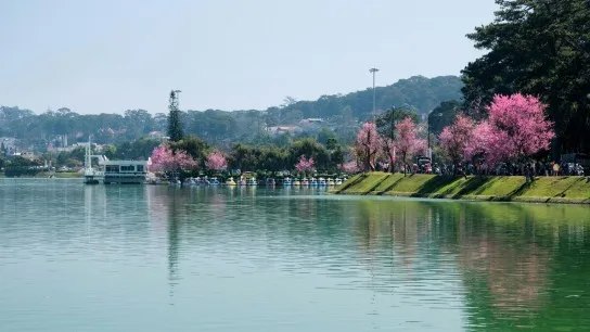 Day 2 Drive Past Da Lat Tranquil Lakes Reflecting Rolling Hills Under The Clear Blue Sky