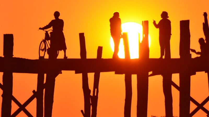 Sun Setting At U Bein Bridge