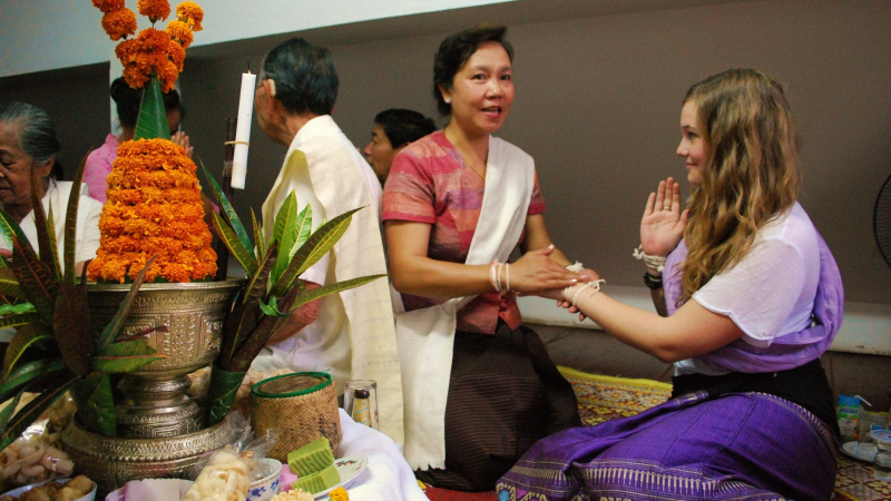 Day 7 Recieving Bessing At Baci Ceremony