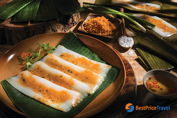 Unwrap Soft Banh Nam Hue Filled With Savory Pork And Shrimp