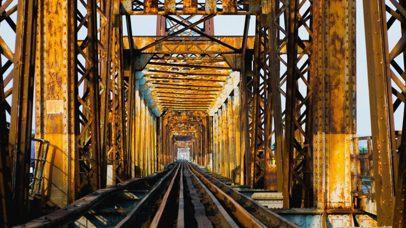 Ride Through Century Old Long Bien Bridge