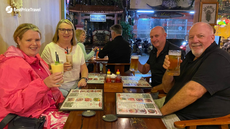 A Group Of Friends Happy With The Food Tour