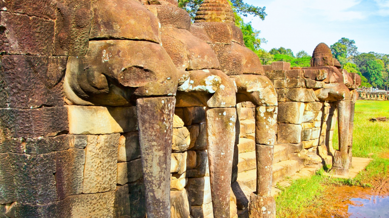 Day 4 Terrace Of The Elephants Has Nicely Carved Elephants Along It's Wall