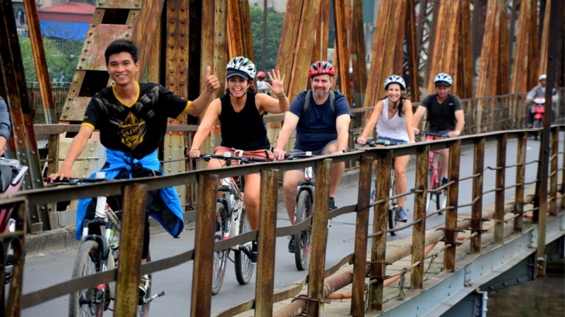 Cycle Through Historical Long Bien Bridge