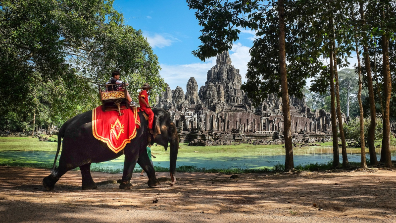 Elephant Riding To Bayon Temple