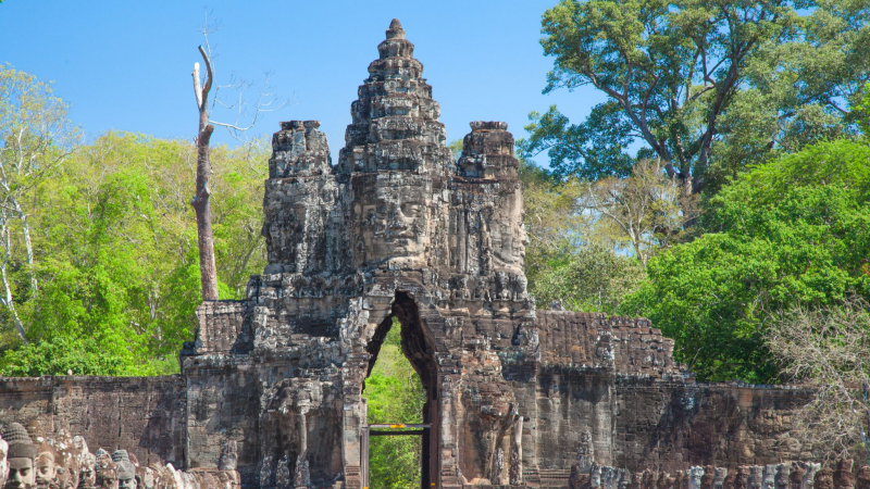 The South Gate Is The Most Famous City Gate Of Angkor Thom
