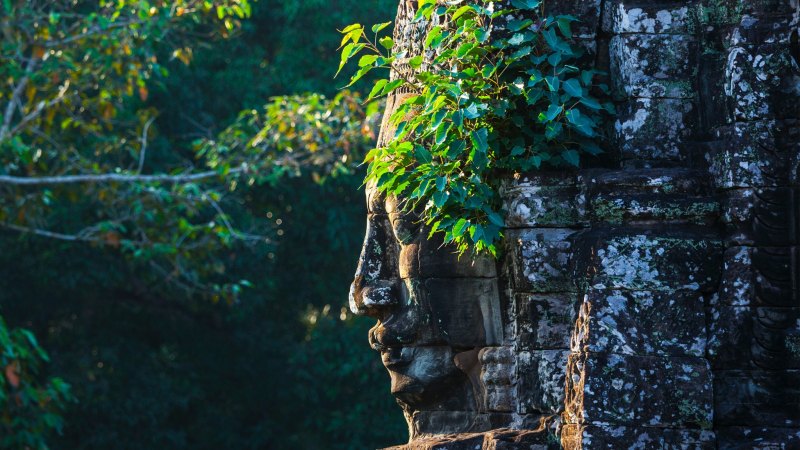 Day 2 Giant Stone Human Face At Bayon Temple