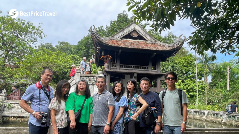 Family Takes Picture At The Unique Pagoda