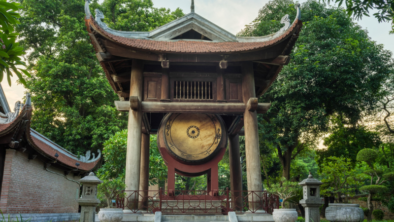 Square Buiding Holding A Big Drum At The Temple Of Literature
