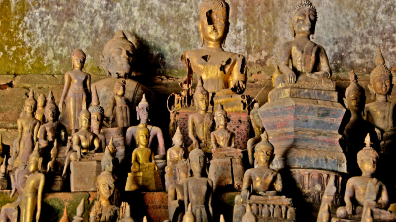 Numerous Buddha Images Inside Pak Ou Caves