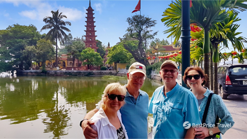 Day 2 Tourists Taking Pictures In Front Of Tran Quoc Pagoda