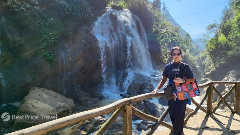 Day 8 Take Pictures With The Beautiful Waterfall At Cat Cat Village