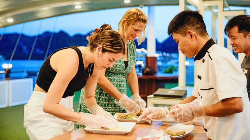 Day 3 Make Spring Rolls During A Cooking Class On Cruise