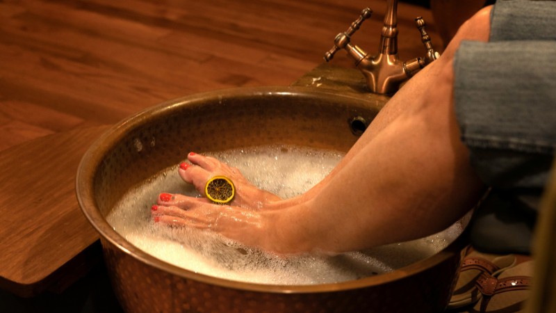 Relax With Herbal Foot Bath Infused With Ginger And Mugwort