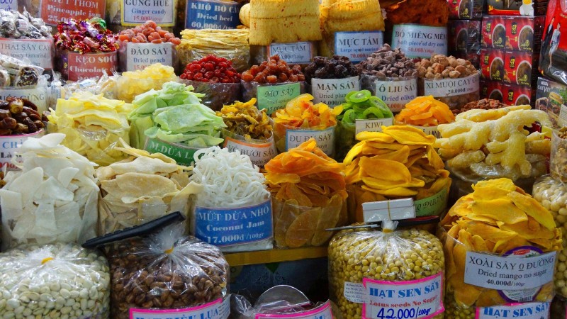 Taste Delicious And Brightly Colored Dried Fruits At The Lively Local Market