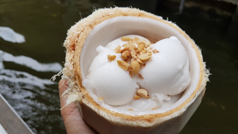 Savor Creamy Coconut Ice Cream Made Fresh With Sweet Tropical Flavors