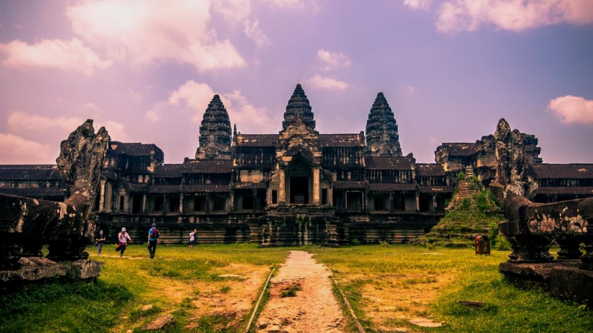 Angkor Thom, famous for its series of stone-carved colossal human faces