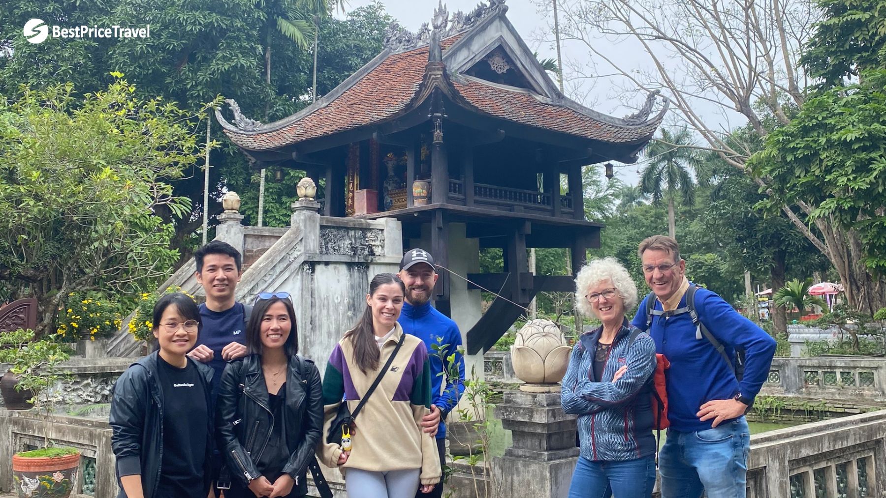 Day 2 A Small Group Visiting One Pillar Pagoda