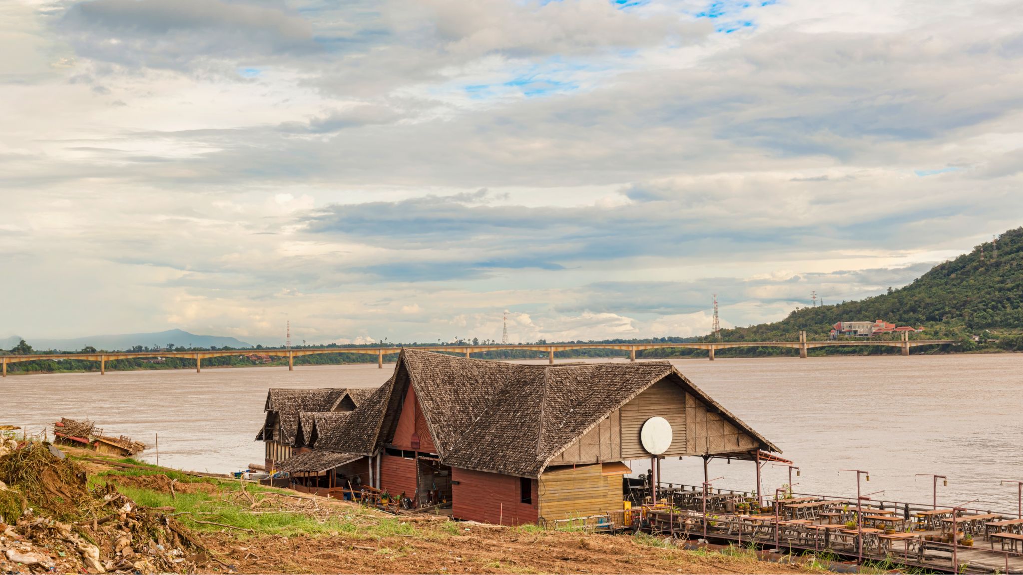 Day 1 Admire The Panoramic Scenery Over The Town Of Pakse