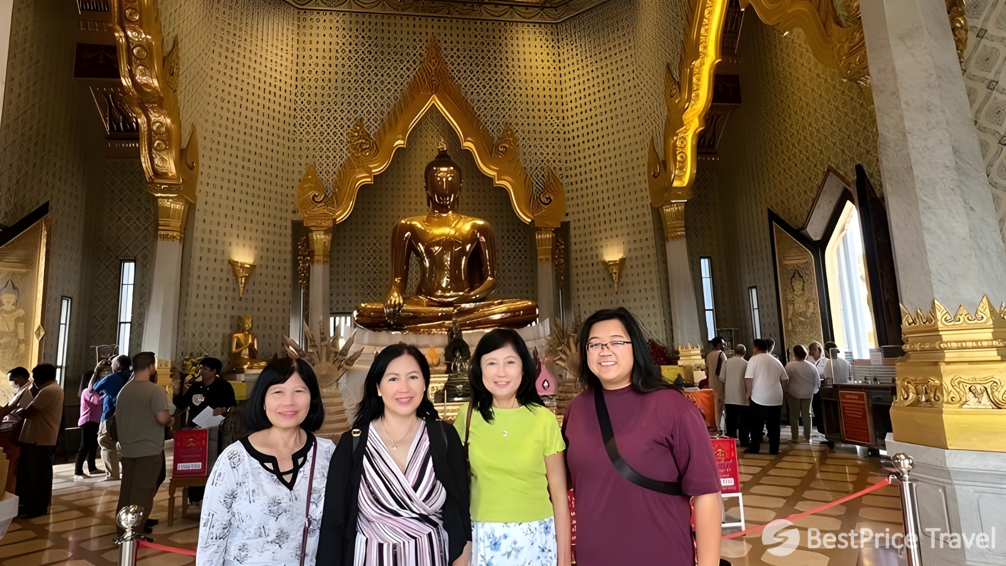 Day 2 Tourists Admiring The Golden Buddha At Wat Traimit