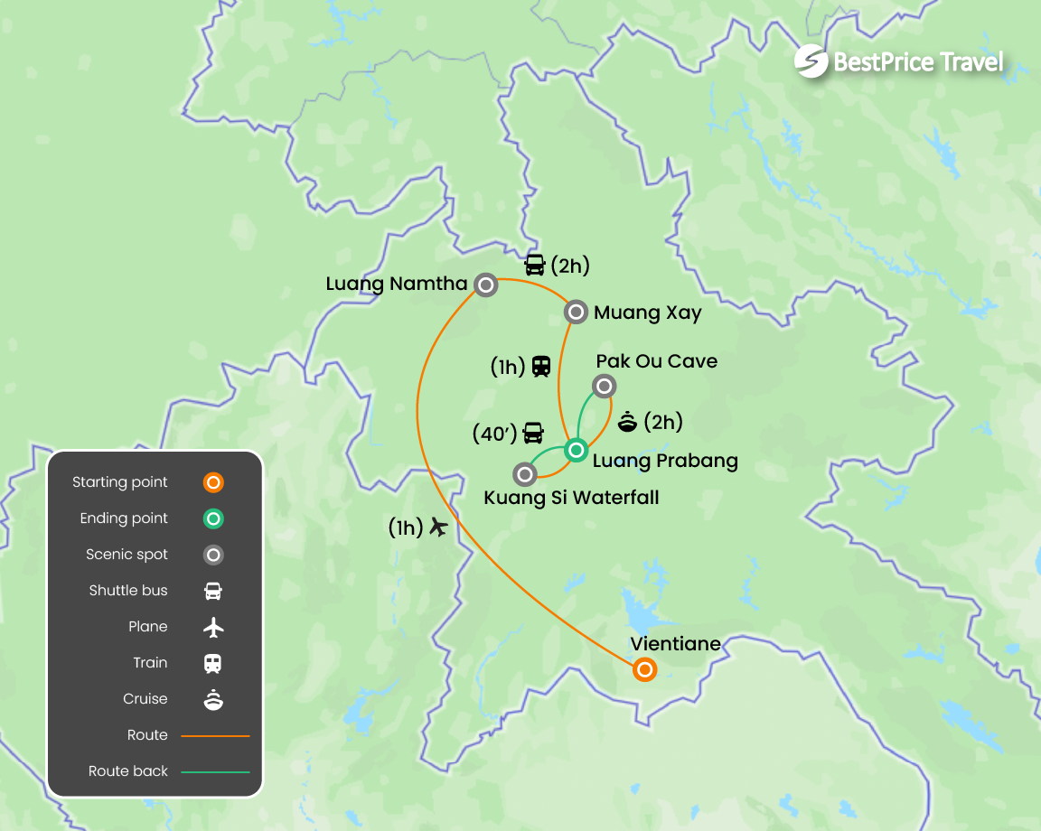 Amazing Laos 8 days Map