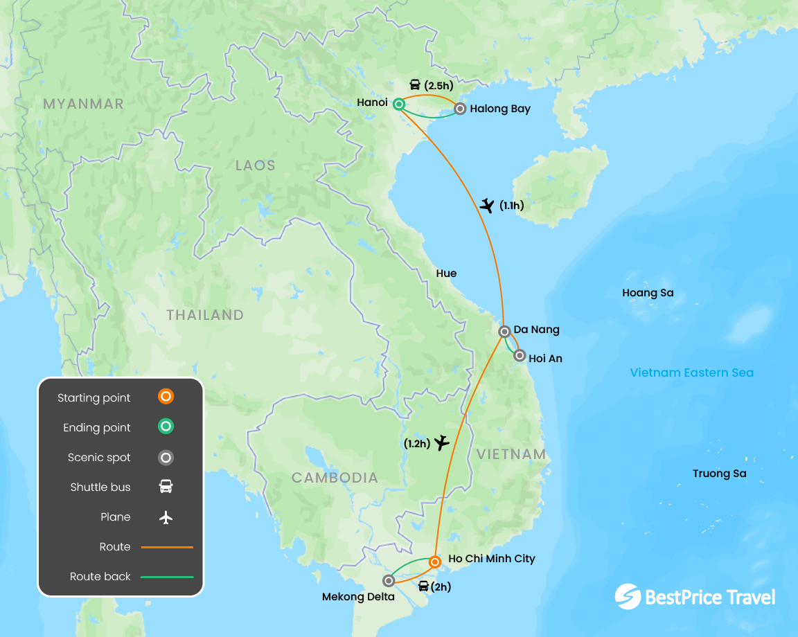 Vietnam Essential 10 days Map