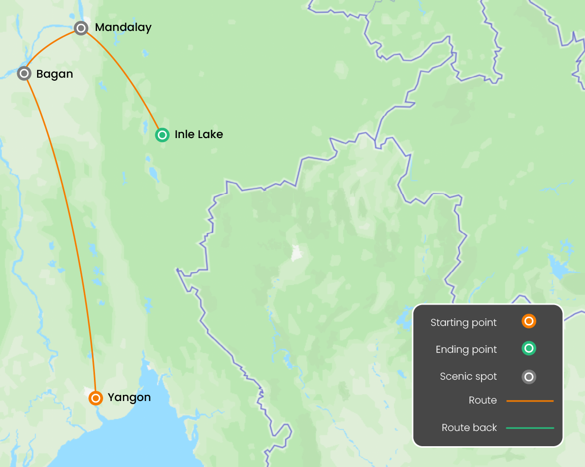 Glimpse of Myanmar 7 days Map