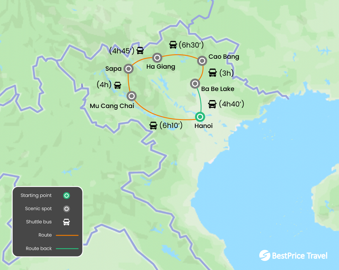 Ethnic Encounters: 9 Days with Hill Tribes in Northwest & Northeast Vietnam Map