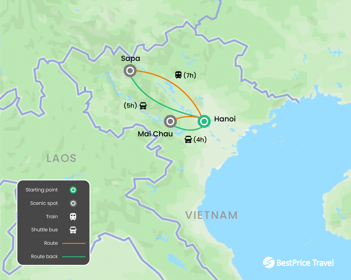 True Essence of Northern Vietnam: 8 Days of Nature & Culture Map