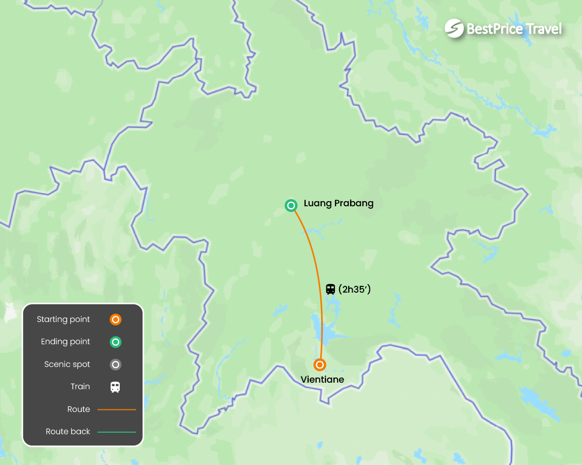 Highlights of Laos 6 days Map