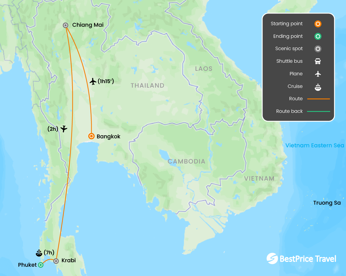 Luxury Thailand Holiday 2 Week Packages Map