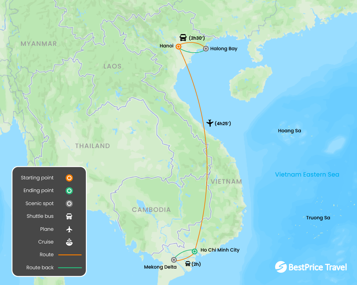 Vietnam at A Glance 7 Days Map
