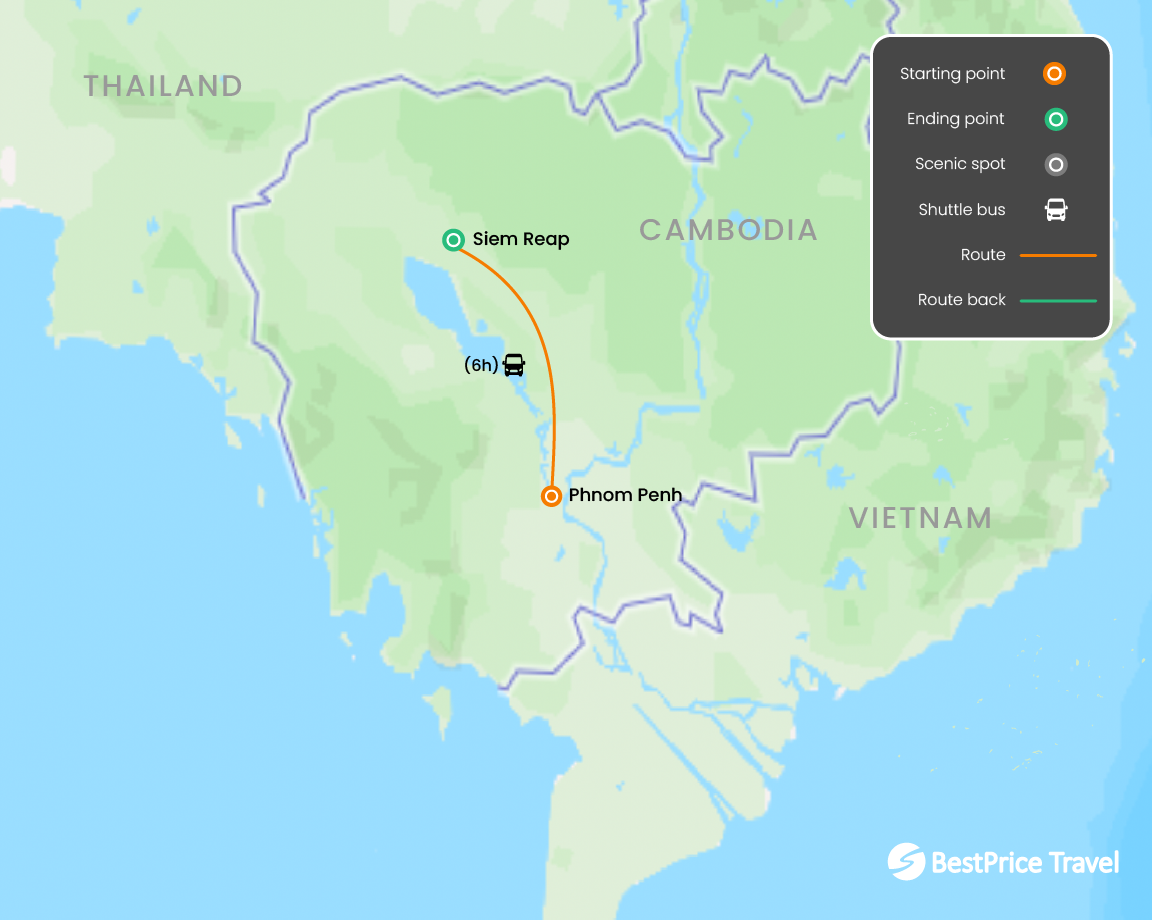 Cambodia Wellness Retreats 7 days Map