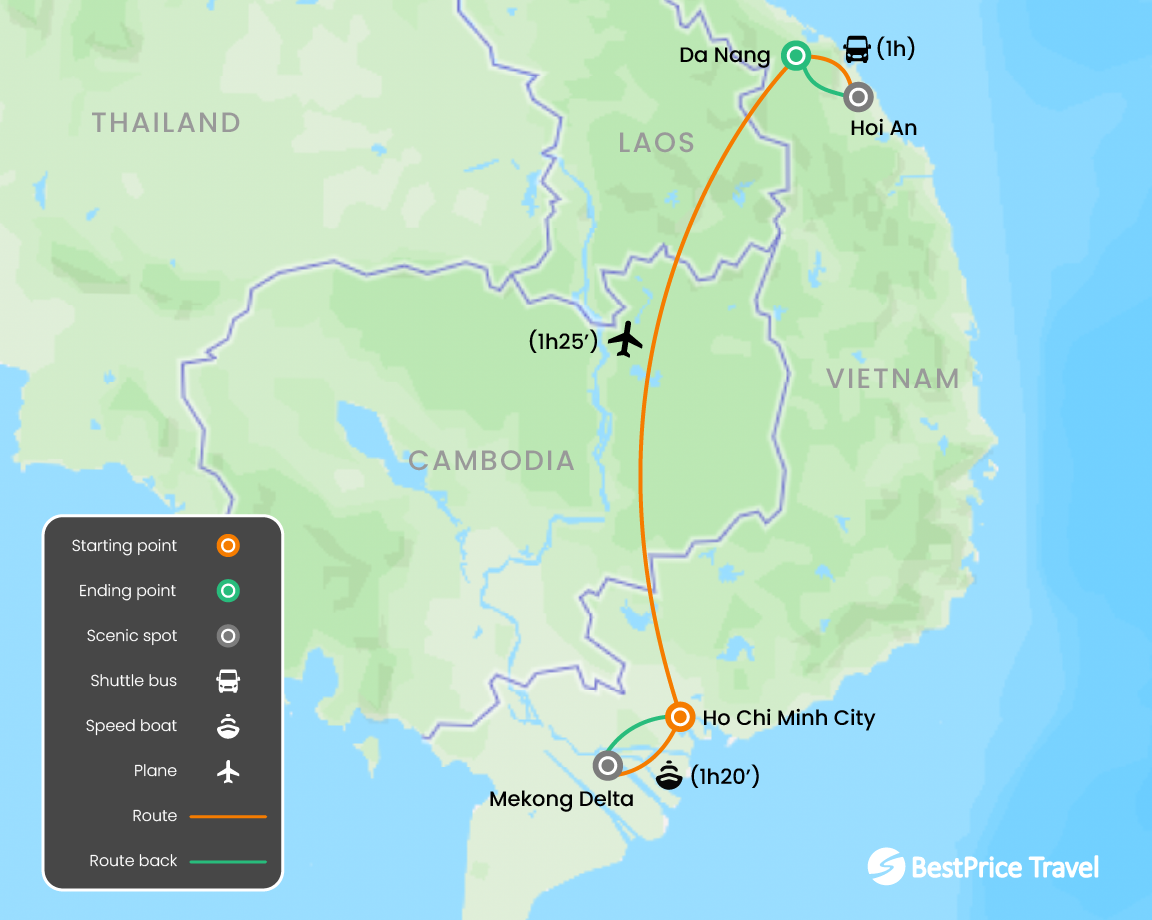 Luxury Saigon and Ancient Hoi An Relaxation 9 days Map