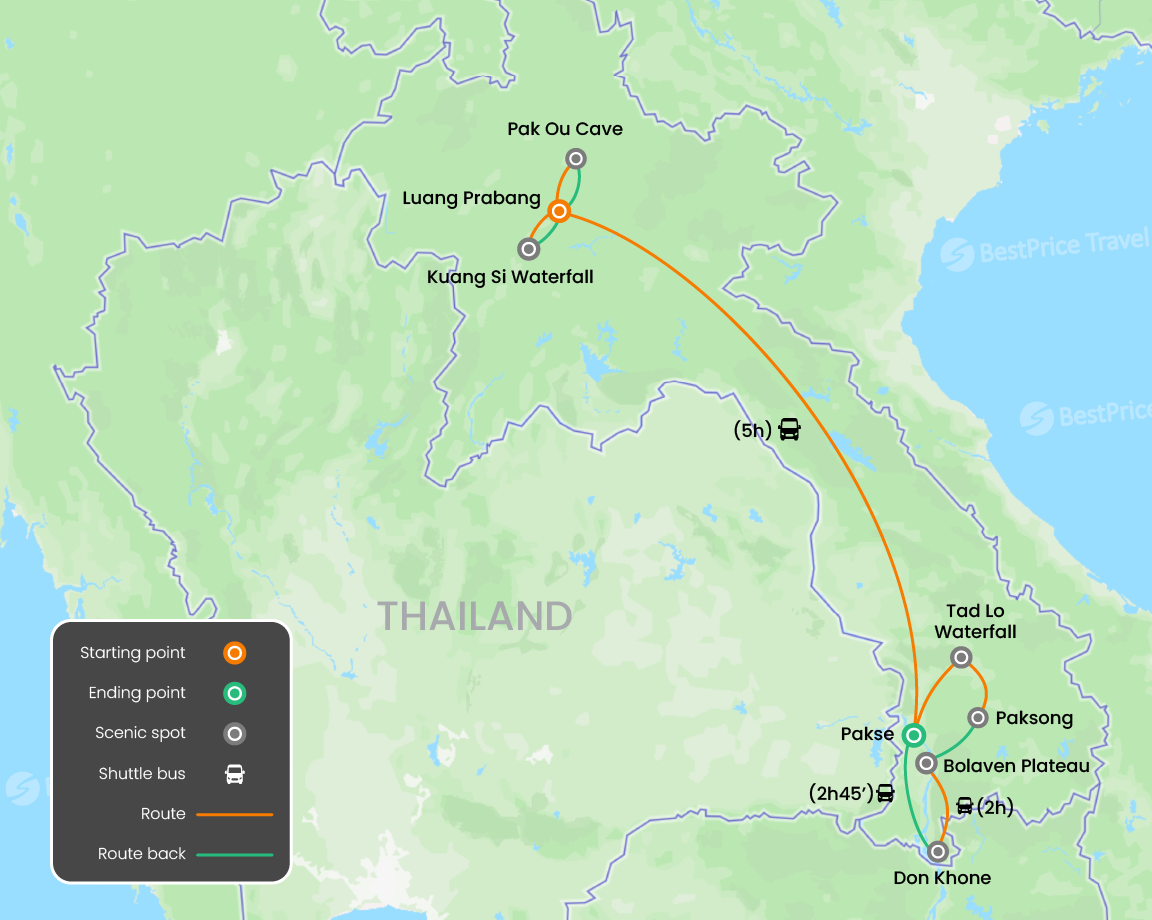 Laos Retreat 11 days Map