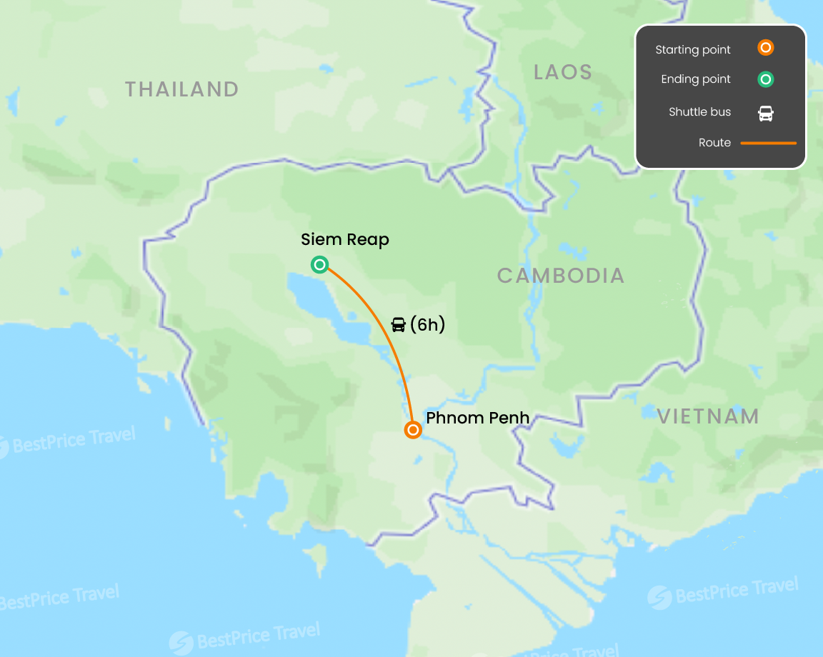 Cambodia Culinary Tours 6 days Map