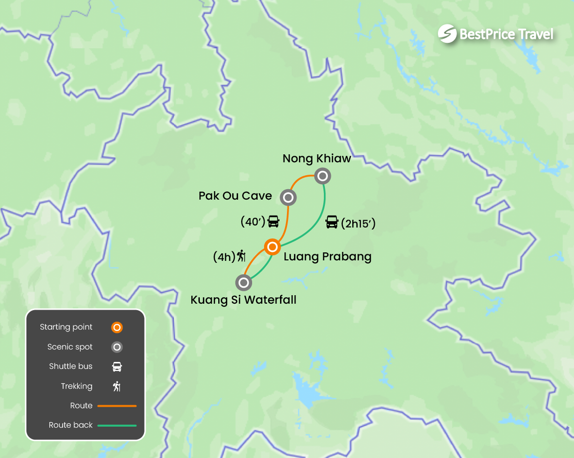 Experiencia de 8 días en Luang Prabang y Nong Khiaw mapa
