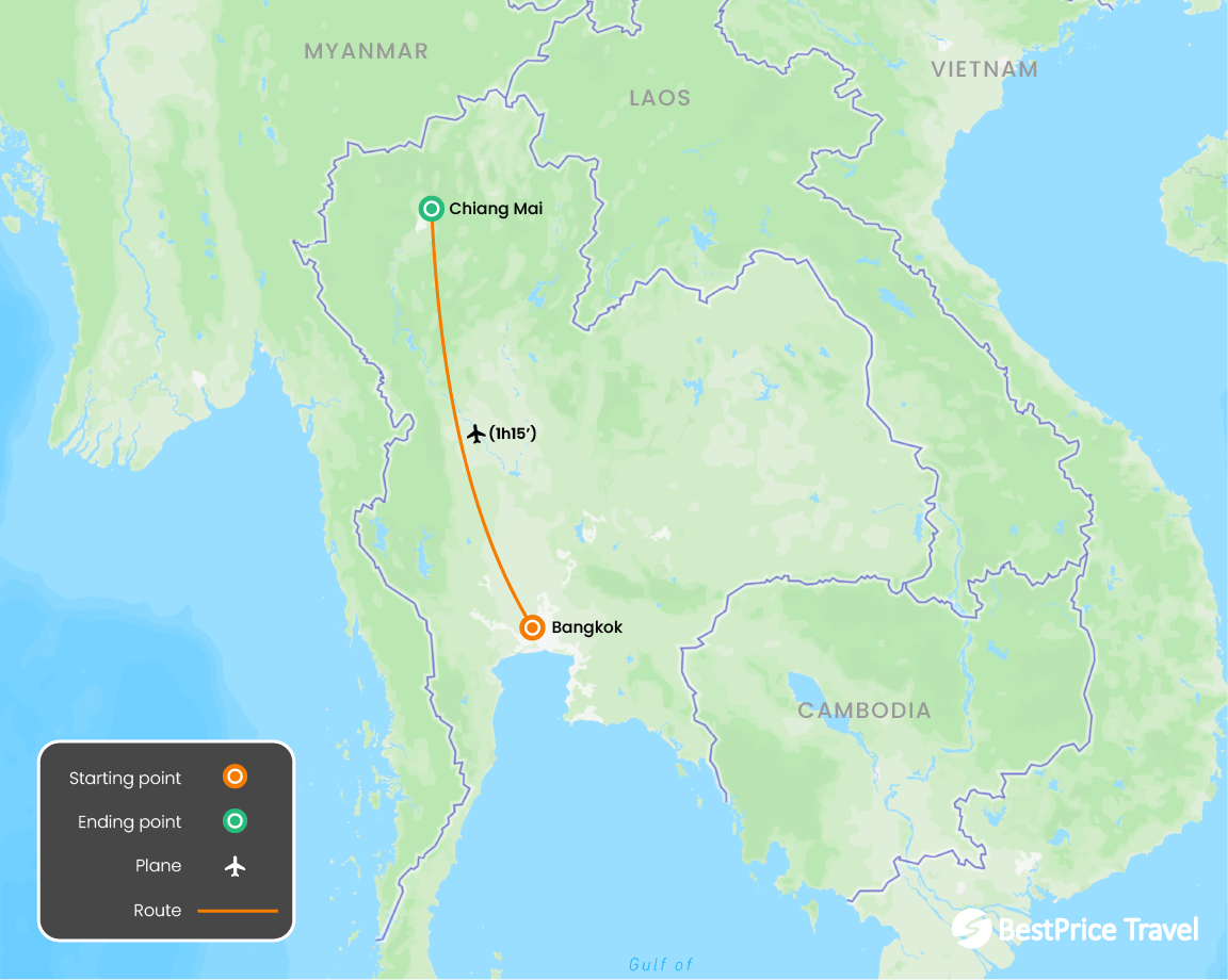 Best of Thailand 6 days - Private Tour Map