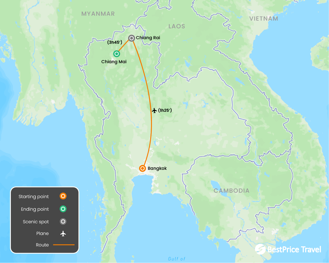Thailand at a Glance 7 days Map