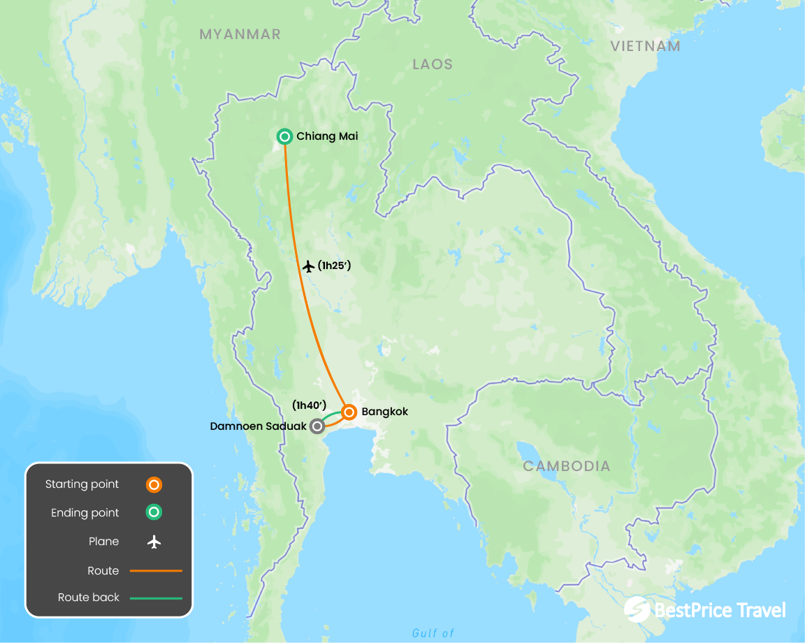 Thailand Like Local for Family with Teenager 7 days Map