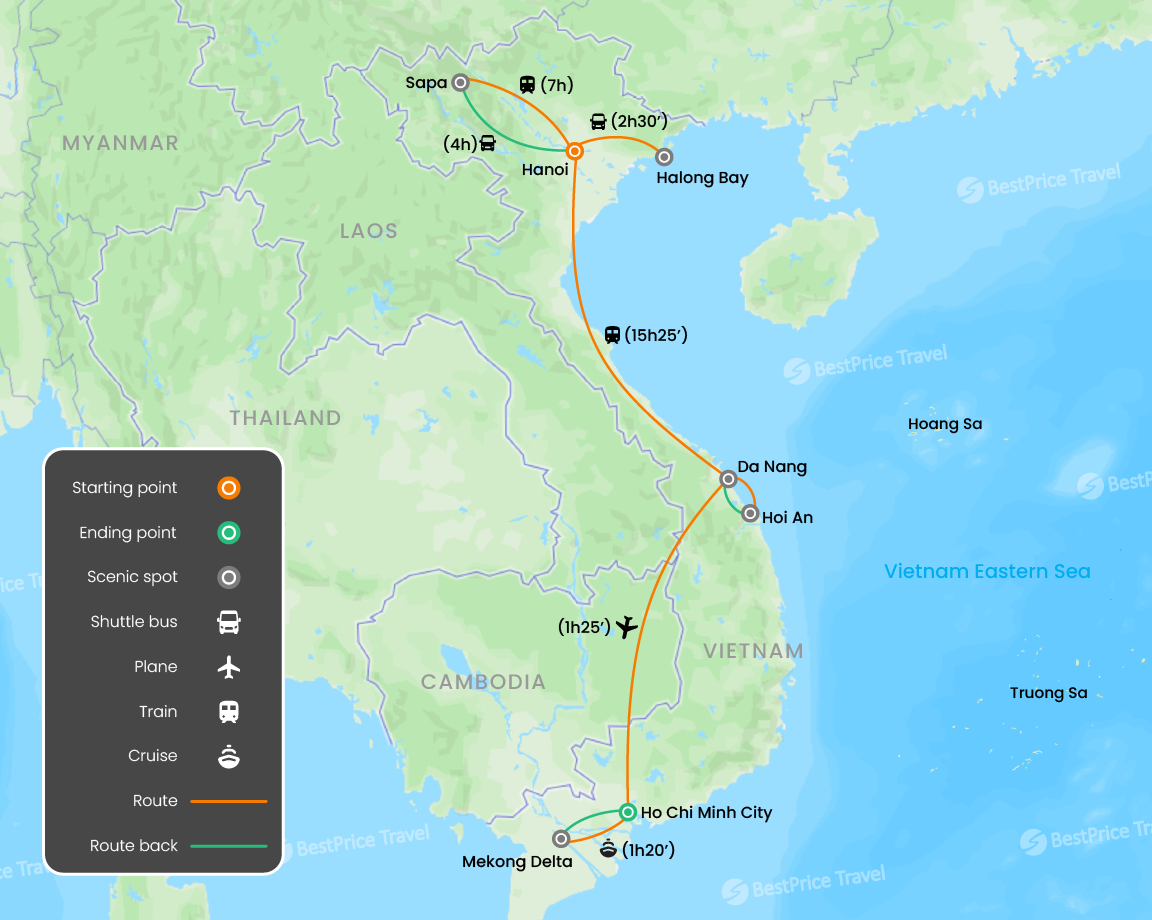 Vietnam Mix Transportation Adventure 12 Days