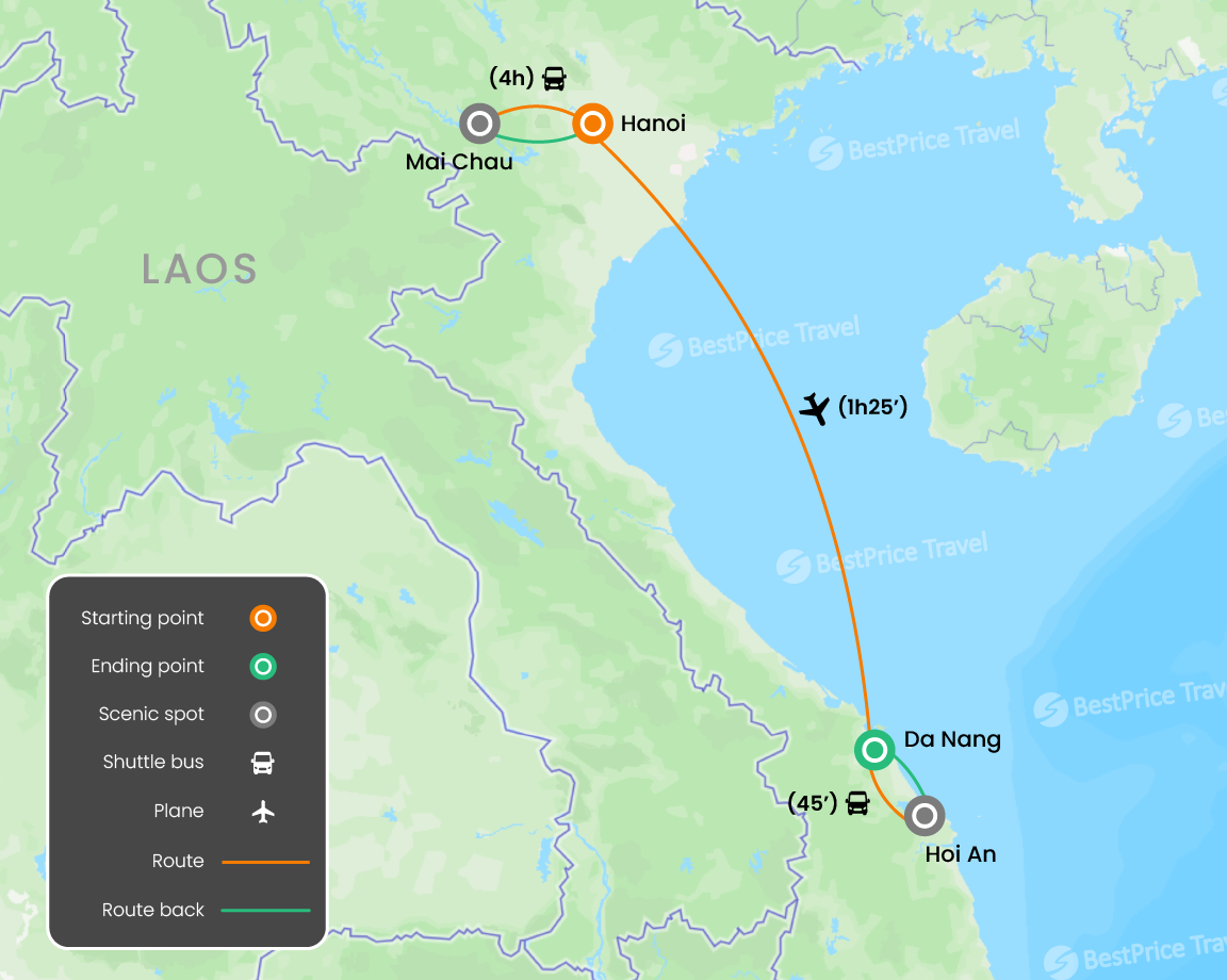 Vietnam Luxury Wellness Retreat Escape 8 days Map