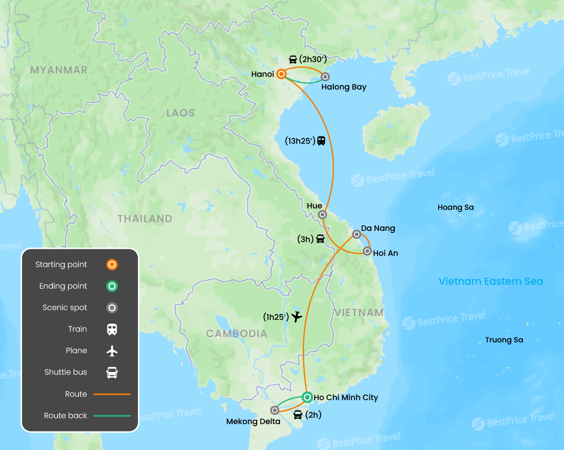 Adventure Real Vietnamese Food 12 days Map