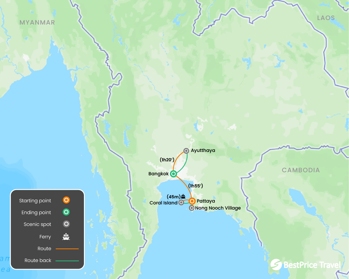 Astonishing Thailand Luxury Honeymoon Packages 6 Days Map