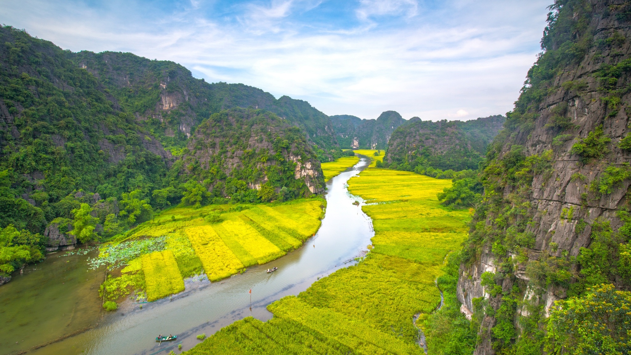 Day 7 Sail Along Ngo Dong River Between Limestone Cliffs And Shimmering Rice Fields