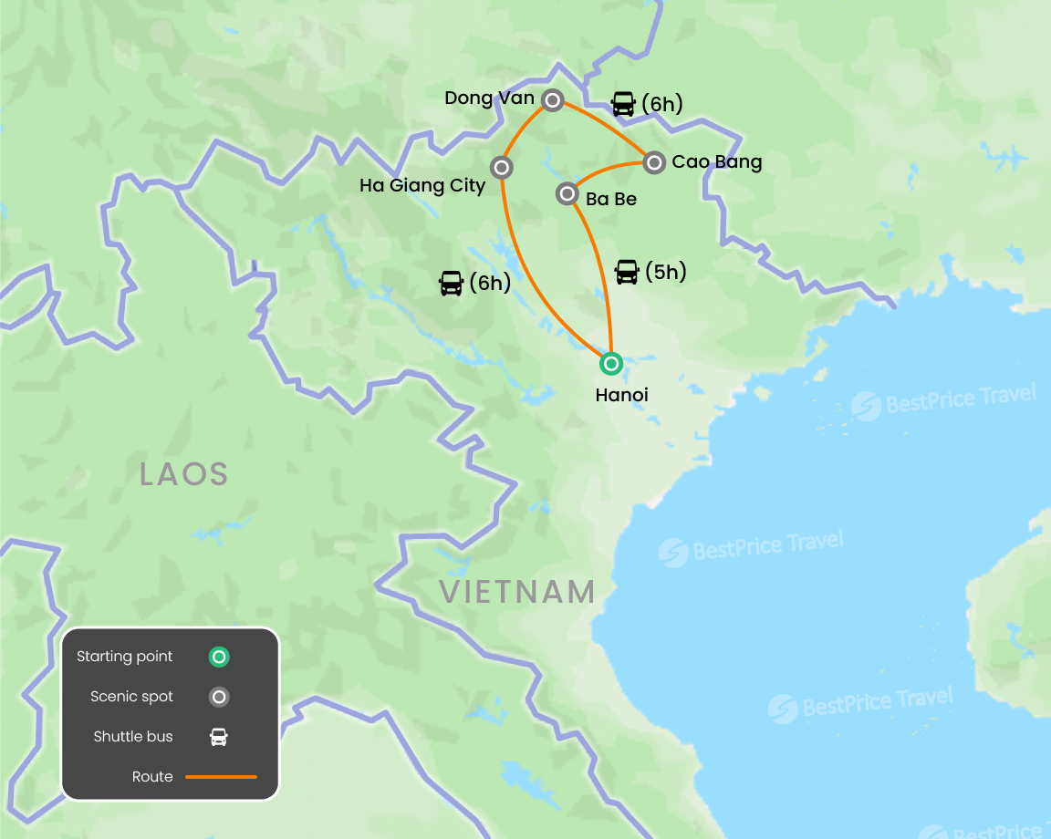 Off The Beaten Path Trekking Through Northeast Vietnam 6 days Map