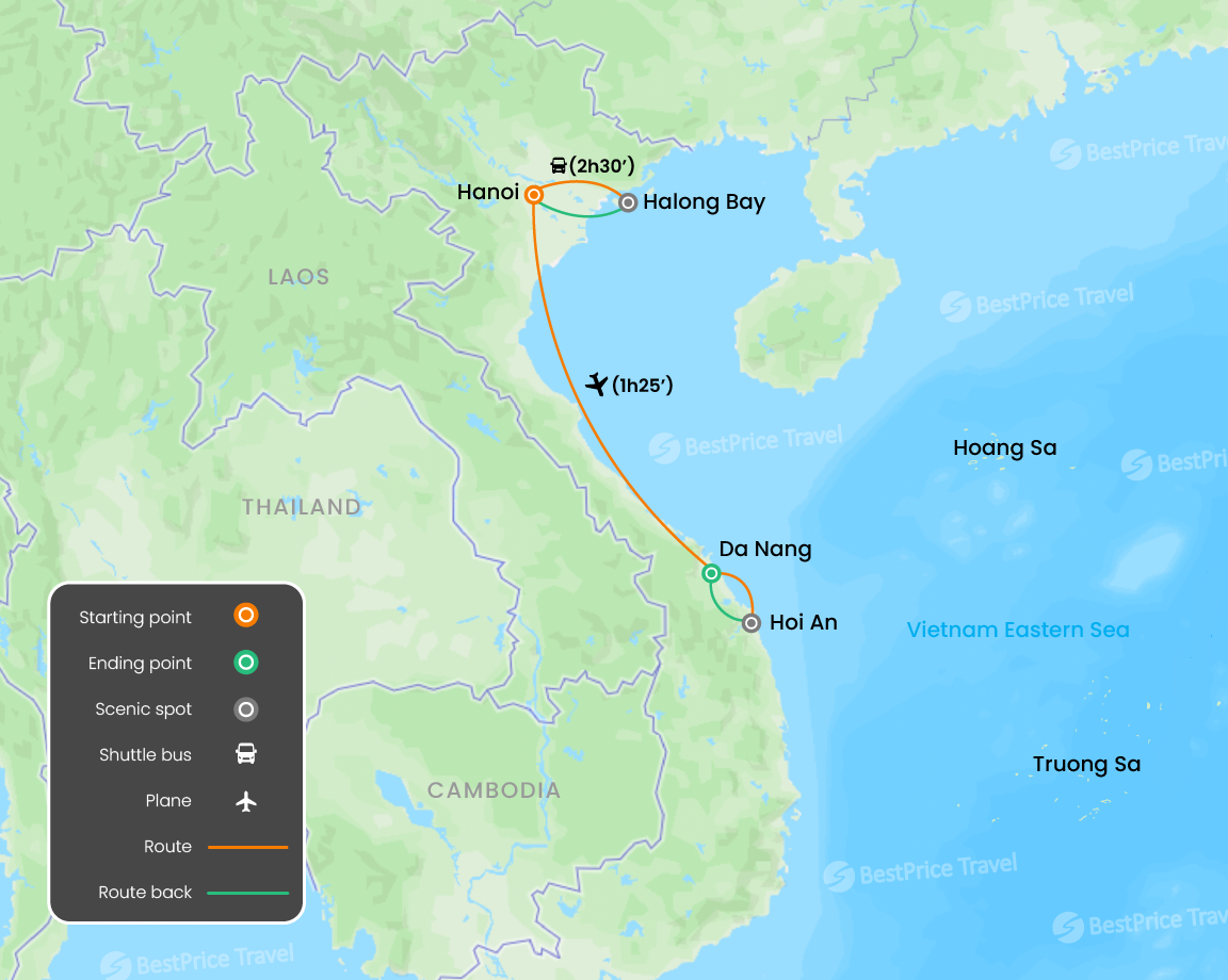 Classic Vietnam Family Tour with Kids 8 days Map