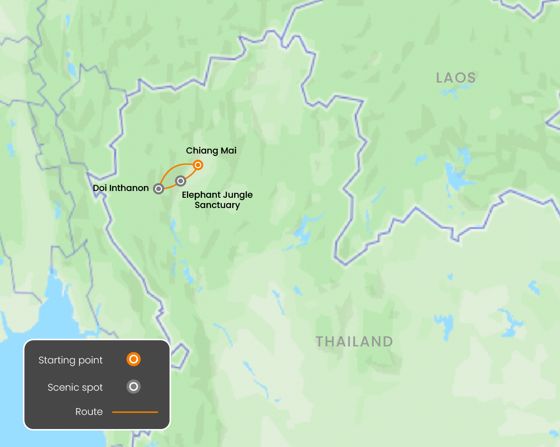 North Thailand (Chiang Mai) Highlights 5 days Map