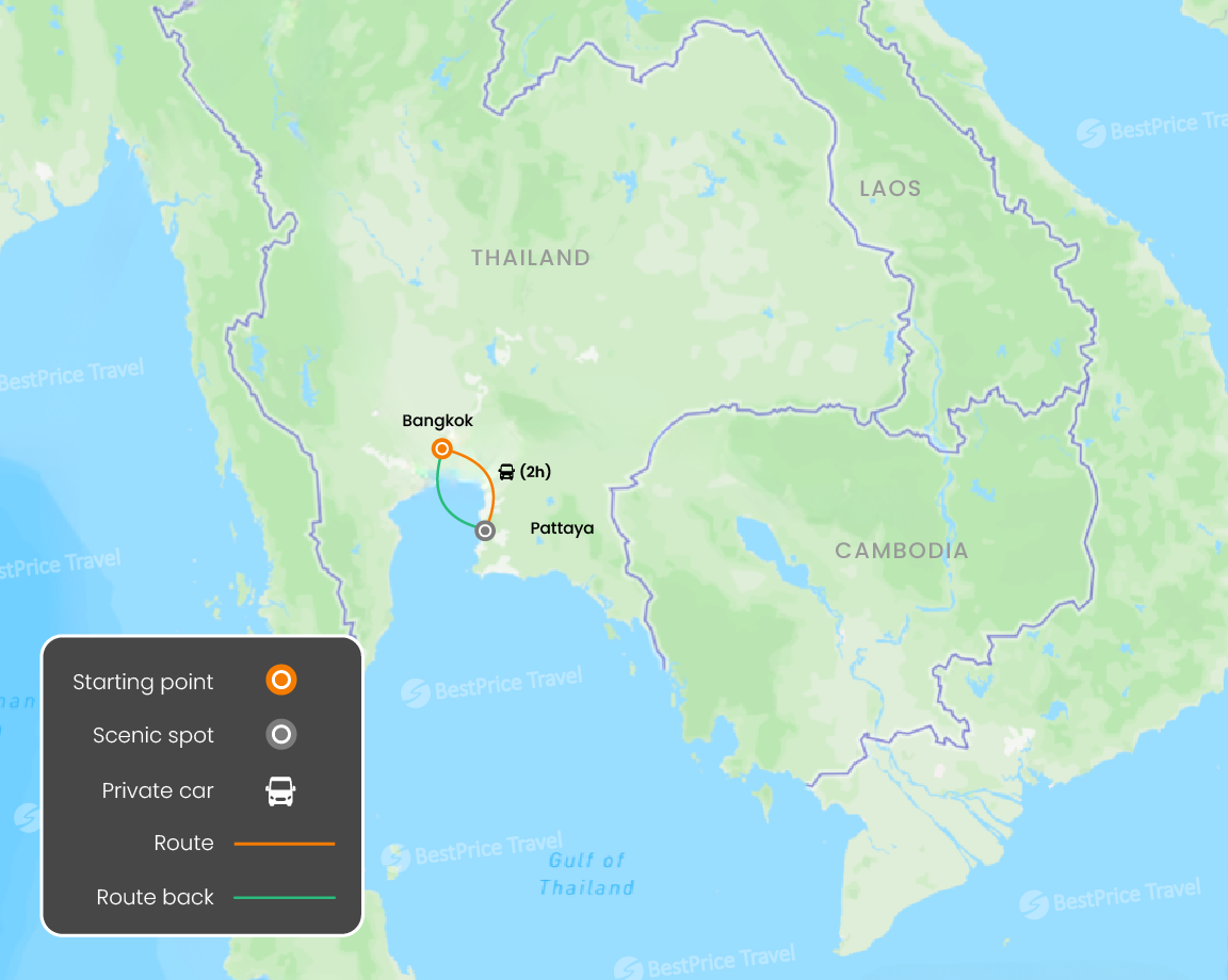 Breathtaking Pattaya & Bangkok 5 days Map