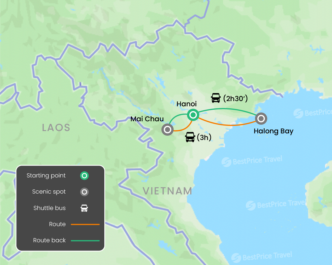 Northern Vietnam Culture And Scenery By Bike 7 Days Map